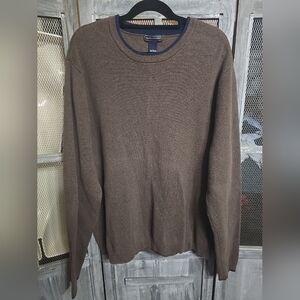 Men's Size LARGE SADDLEBRED 100% COTTEN Brown Sweater